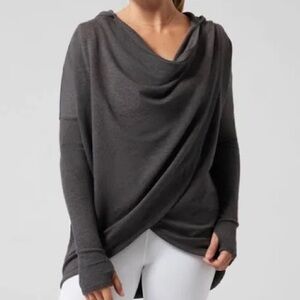 Athleta Women’s Charcoal Cowl Neck Drape Sweater, MP. NWOT